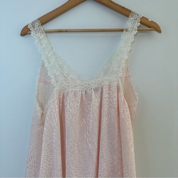 Vintage Christian Dior Pink Lace Trim Slip Dress Nightgown lingerie Large *flaws - Picture 4 of 9